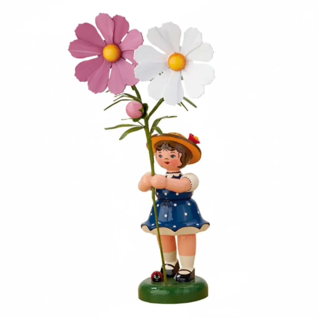 Flower Child Girl with Garden Cosmos