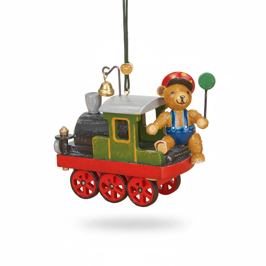 Ornament Teddy On A Train