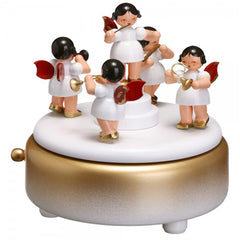 White & Gold Music Box with Five Angels