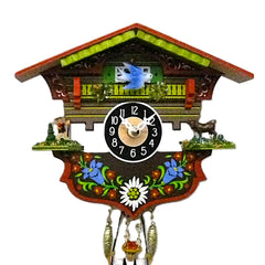 Miniature Traditional Black Forest Cuckoo Clock  with swinging figure