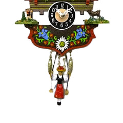 Miniature Traditional Black Forest Cuckoo Clock  with swinging figure