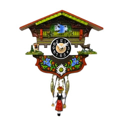 Miniature Traditional Black Forest Cuckoo Clock  with swinging figure