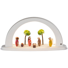 Modern Nativity White Light Arch Color-Stained