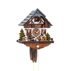 Cuckoo Clock Black Forest House Woodchopper Scene (1-Day Movement)