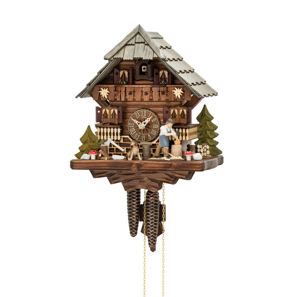 Cuckoo Clock Black Forest House with Moving Woodchopper (1-Day Movement)