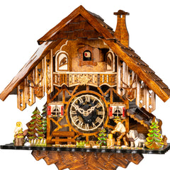 Traditional Black Forest Cuckoo Clock with Moving Woodchopper - 8-Day Movement