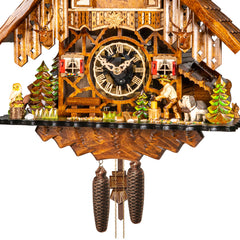 Traditional Black Forest Cuckoo Clock with Moving Woodchopper - 8-Day Movement