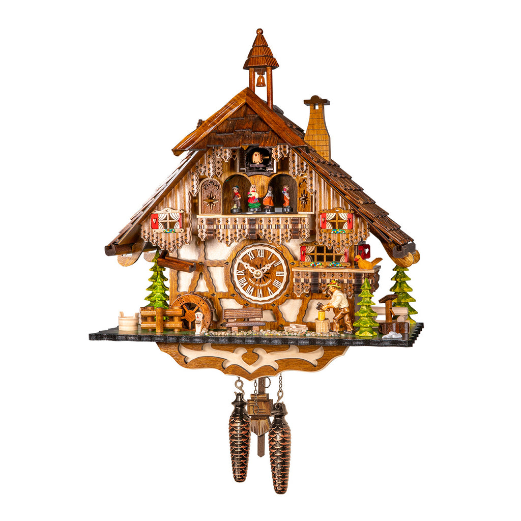 Quartz Cuckoo Clock Black Forest Chalet with Music and Dancers