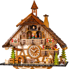 Quartz Cuckoo Clock Black Forest Chalet with Music and Dancers
