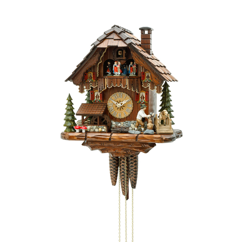 Cuckoo Clock Black Forest Dancing Chalet with Woodcutter (1-Day Movement)