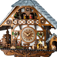 Traditional Cuckoo Clock House with Moving Figur-8-Day Movement