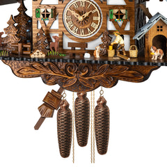 Traditional Cuckoo Clock House with Moving Figur-8-Day Movement