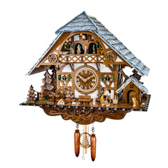 Quartz Cuckoo Clock Woodland Mill Chalet with Music and Dancers