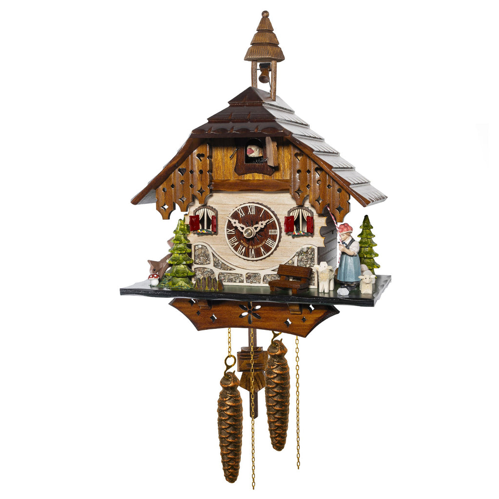 Traditional Cuckoo Clock House with Shepherd Scene-1-Day Movement