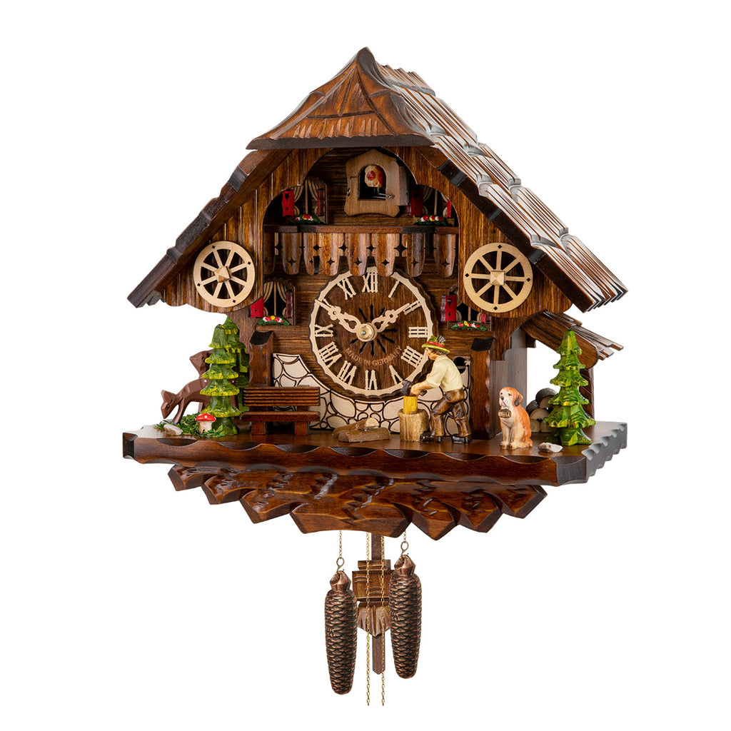 Traditional Black Forest Cuckoo Clock with Woodchopper and Animals