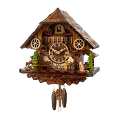 Traditional Black Forest Cuckoo Clock with Woodchopper and Animals