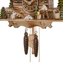 Traditional Cuckoo Clock Natural Wood Chalet with Woodchopper