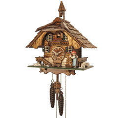 Traditional Black Forest Cuckoo Clock with Traditional Woman-1-Day Movement