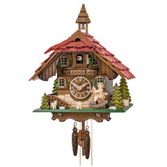 Traditional Black Forest Cuckoo Clock with Girl on Rocking Horse