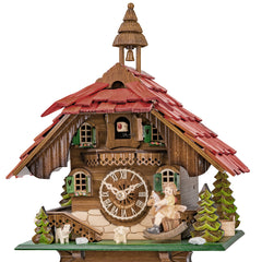 Traditional Black Forest Cuckoo Clock with Girl on Rocking Horse
