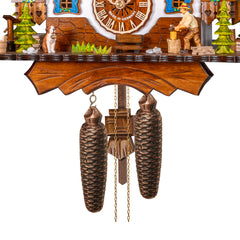 8-Day Traditional Cuckoo Clock White Chalet with Woodchopper