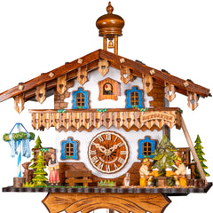 Traditional Cuckoo Clock House with Beer Garden-8-Day Movement