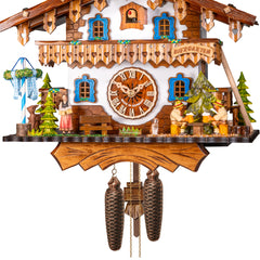 Traditional Cuckoo Clock House with Beer Garden-8-Day Movement