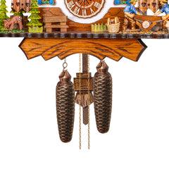 8-Day Traditional Cuckoo Clock White Chalet with Two Lumberjacks