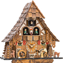 Quartz Black Forest Cuckoo Clock Woodcutter & Mill Wheel