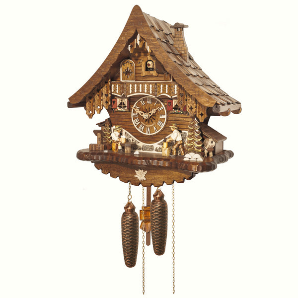 Traditional Black Forest Cuckoo Clock with Woodchopper- 8-Day