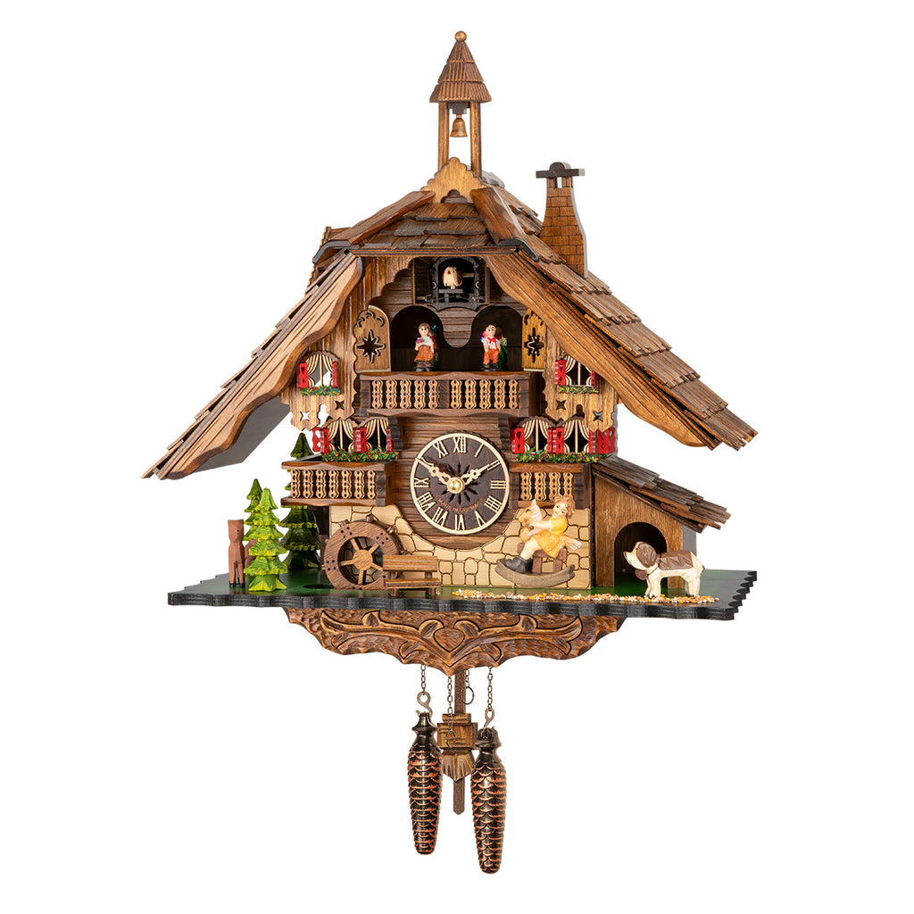 Quartz Cuckoo Clock Chalet with Rocking Horse, Music and Dancers