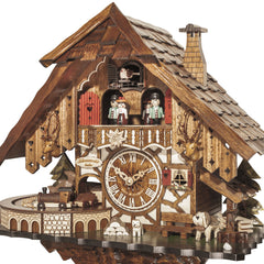 Quartz Black Forest House Cuckoo Clock with Moving Train and Dancers