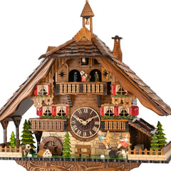 Quartz Cuckoo Clock Chalet with Two Children, Music and Dancers