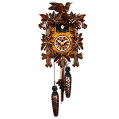 Black Forest Quartz Cuckoo Clock of Leaves and Songs