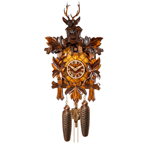 Traditional Cuckoo Clock – 5-Leaf with Stag Head and 8-day