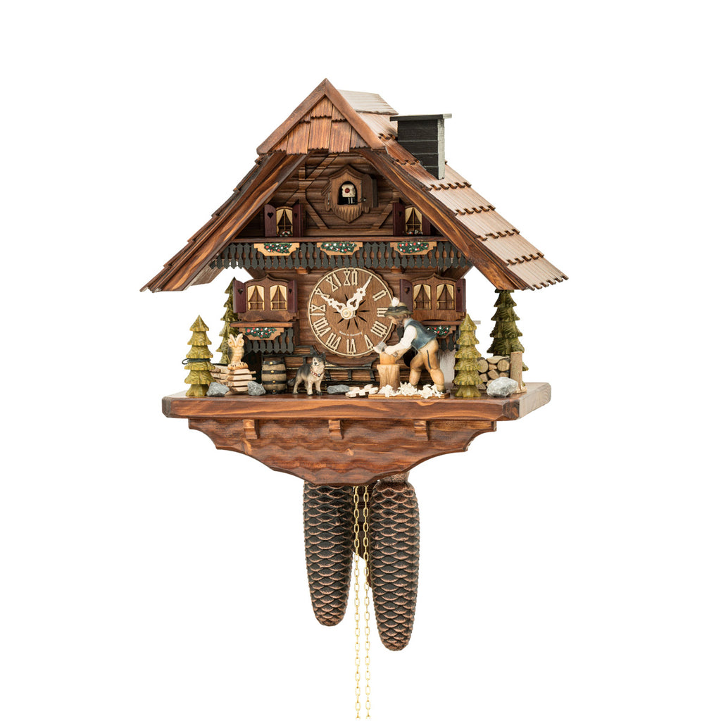 Cuckoo Clock Black Forest House with Moving Woodchopper