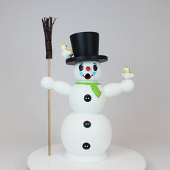 Smoker Large Snowman with Green Scarf