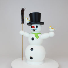 Smoker Large Snowman with Green Scarf