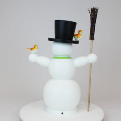 Smoker Large Snowman with Green Scarf