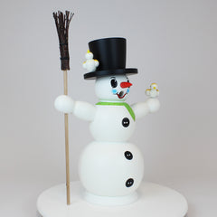 Smoker Large Snowman with Green Scarf