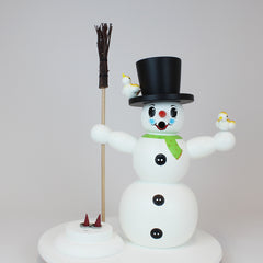 Smoker Large Snowman with Green Scarf