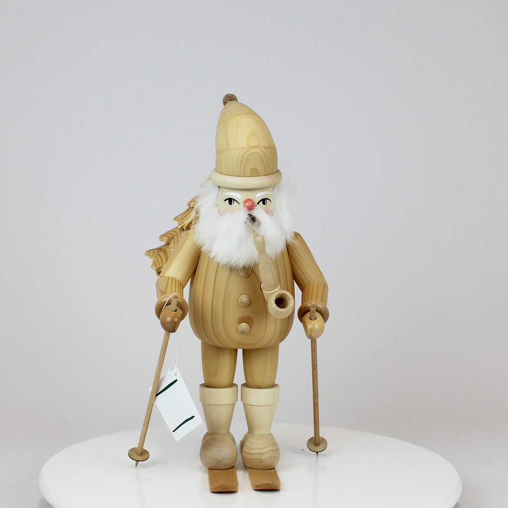 Smoker Medium Natural Santa Claus on Ski