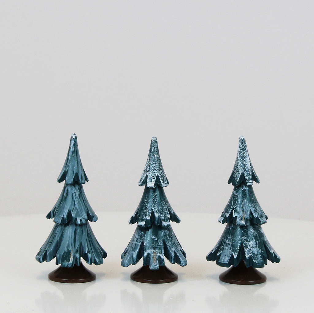 Decorative Tree Green-White Glossing 3-Set (2.5 inch)