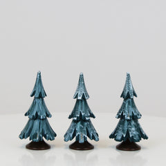 Decorative Tree Green-White Glossing 3-Set (2.5 inch)