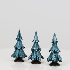 Decorative Tree Green-White Glossing 3-Set (2.5 inch)