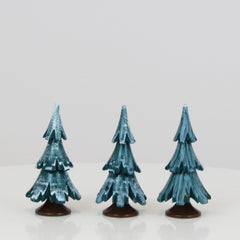 Decorative Tree Green-White Glossing 3-Set (2.5 inch)