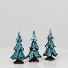 Decorative Tree Green-White Glossing 3-Set (2.5 inch)
