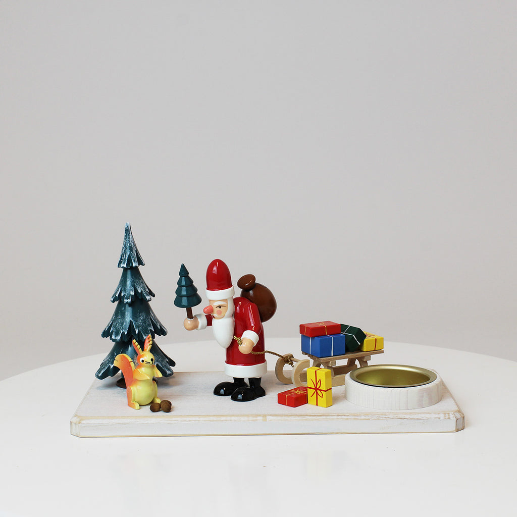 Tealight Holder Santa Claus in the Winter Forest Large