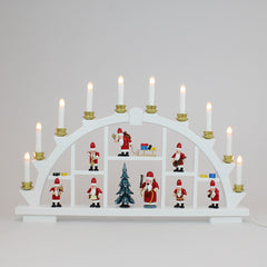 Electric Light Arch with 10 Candles and Santas – White (Corded)