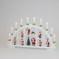 Electric Light Arch with 10 Candles and Santas – White (Corded)